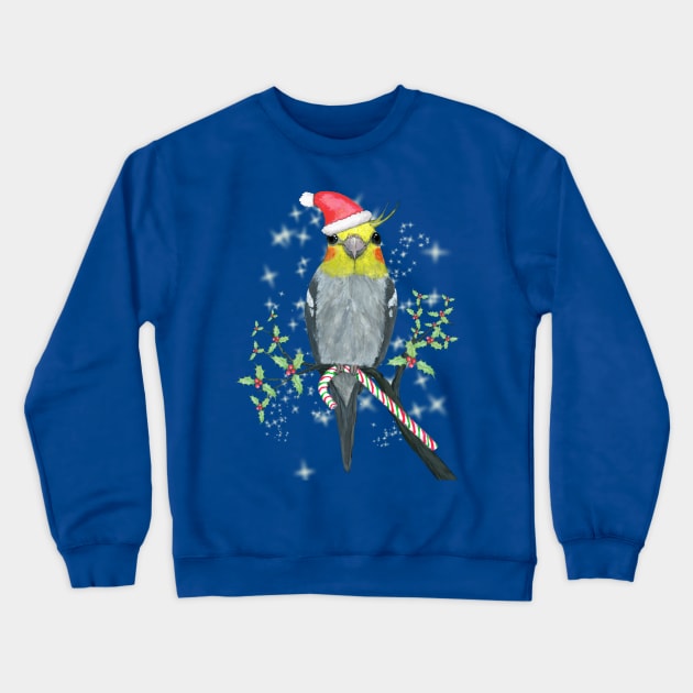 A portrait of a cockatiel Christmas style Crewneck Sweatshirt by Bwiselizzy